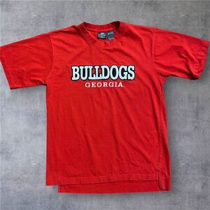 Active Vintage Y2K UGA Georgia Bulldogs Embroidered Red White Tee Men's Medium